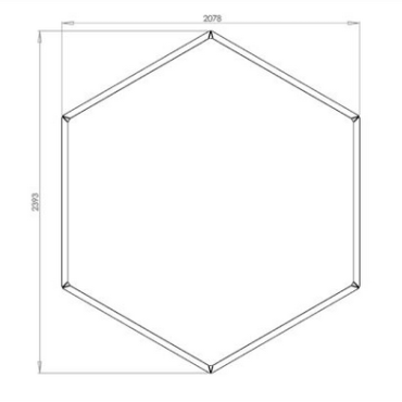 Gepoedercoat staal plantenbak Zeshoek 207.8x239.3 cm H=60 cm - Wit (RAL9010) ZONDER bodemplaat