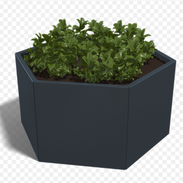 Gepoedercoat staal plantenbak Zeshoek 207.8x239.3 cm H=60 cm - Antraciet (RAL7016) ZONDER bodemplaat