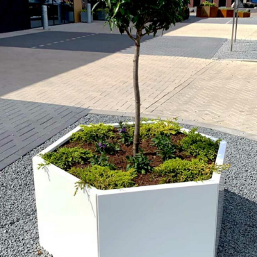 Gepoedercoat staal plantenbak Zeshoek 207.8x239.3 cm H=40 cm - Wit (RAL9010) ZONDER bodemplaat