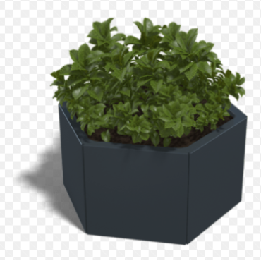 Gepoedercoat staal plantenbak Zeshoek 34.6x39.3 cm H=40 cm - Antraciet (RAL7016) MET bodemplaat + 6 wielen
