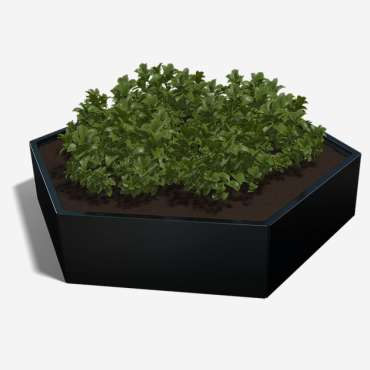 Gepoedercoat staal plantenbak Zeshoek 69.3x79.3 cm H=80 cm - Zwart (RAL9005) ZONDER bodemplaat