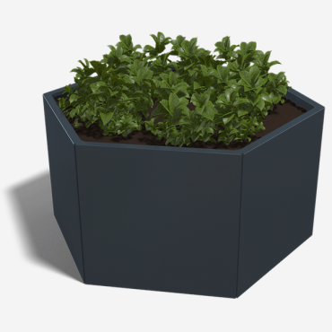 Gepoedercoat staal plantenbak Zeshoek 70 H=70 cm - Antraciet (RAL7016) ZONDER bodemplaat