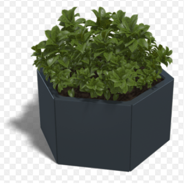 Gepoedercoat staal plantenbak Zeshoek 86.6x99.3 cm H=30 cm - Antraciet (RAL7016) ZONDER bodemplaat
