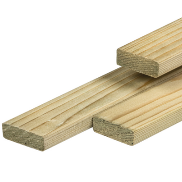 Noord-Europees vuren timmerhout groen geimpregneerd. gedroogd. geschaafd 4rh 1.9x4.5x360 cm