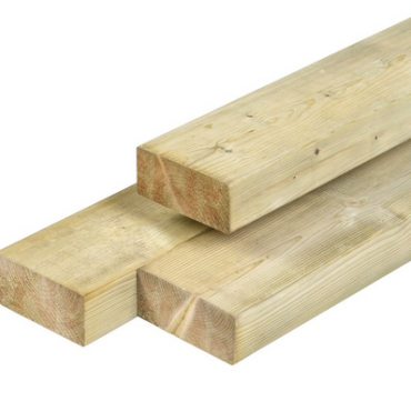Noord-Europees vuren timmerhout groen geimpregneerd. gedroogd. geschaafd 4rh 4.5x9.5x300 cm