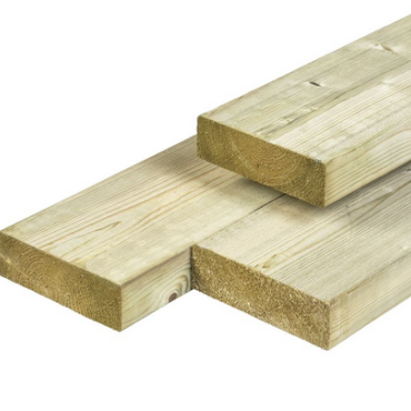 Noord-Europees vuren timmerhout groen geimpregneerd. gedroogd. geschaafd 4rh 4.5x14.5x390 cm