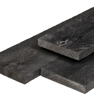 ME vuren steigerplank zwart gespoten 2.9x19.0x500cm kunstmatig gedroogd