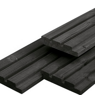Vuren triple Rhombus profiel zwart gespoten 2.2x14.0x240cm geschaafd