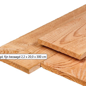 ACTIE Douglas kantplank ongedroogd 2.2x20.0x500cm fijnbezaagd