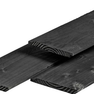 Douglas dubbel lip profiel houtpakket zwart geimpregneerd - beton schutting systeem