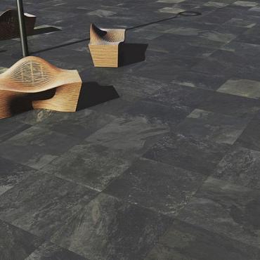 Keramische tegels cera3line Lux & Dutch Peacock Black 90x90x3 cm