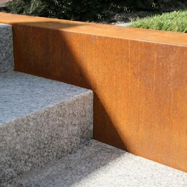 Overzetstuk tbv muurelement 12 cm recht 30x150 cm Corten