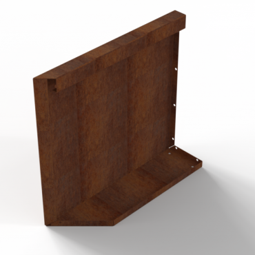 Bloembak Module+ Uitwendig hoekpaneel (B) 60x56 cm R CORTEN