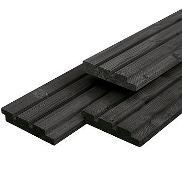 Douglas dubbel profiel 1.9x13x300 cm gedroogd zwart gespoten