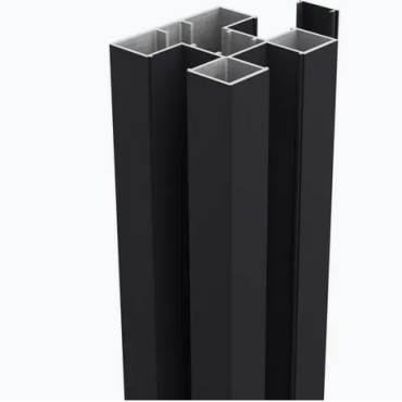 Boston alu H paal 75x75mm RAL9005 incl. alu afwerkingsprofiel 4x24 mm L=190 cm