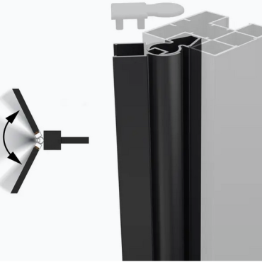 Boston alu variabel hoekprofiel voor paal RAL9005 L=200 cm