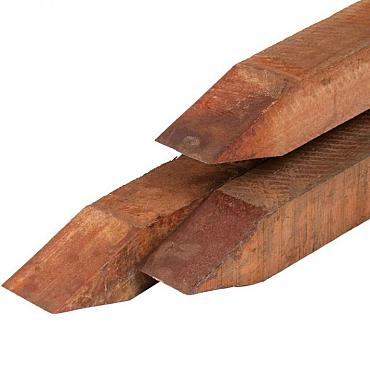 Hardhouten paal 6.0x6.0x150 cm fijnbezaagd. gepunt - duurzaamheidsklasse 1