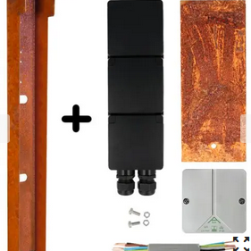 Glampère PRO+ Luxe trippel stopcontact met kabeldoos Corten (incl. afdekkap en installatiedraad)