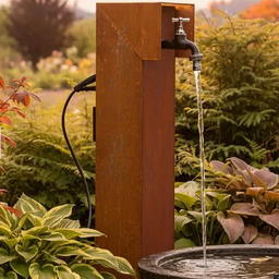 Glampère PRO+ Waterkraan + dubbel stopcontact Corten (incl. afdekkap en installatiedraad) VOORBEDRAA