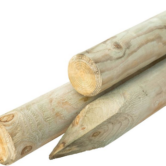 Palissaden geimpregneerd Ø8x250cm gepunt. gekruind