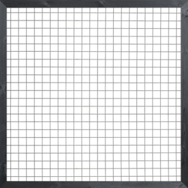 Gaaselement vuurverzinkt maaswijdte 7.5x7.5 cm met robuust kader grenen zwart gespoten 4.4x6.8 cm H1