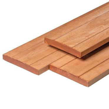 Bangkirai hardhout vlonderplank 2.8x19x490 cm kunstmatig gedroogd | geschaafd | 1 zijde 2 V-groeven