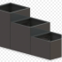 Gepoedercoat staal plantenbak Vierkant Trapmodel 3 stuks 50x50 H=40+60+80 cm - Antraciet (RAL7016) -bodemplaat