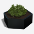 Gepoedercoat staal plantenbak Zeshoek 103.9x119.3 cm H=30 cm - Zwart (RAL9005) ZONDER bodemplaat