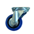 Plateauwagen - hout met rubber hoes - rubber wielen - 4 zwenkwielen blauw - max 500 kg