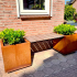 Cortenstaal plantenbak met Bankje Vierkant 221.2x50 cm H=50 cm ZONDER bodemplaat