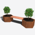 Cortenstaal plantenbak met bankje Zeshoek 294.4x99.3 cm H=50 cm ZONDER bodemplaat