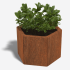 Cortenstaal plantenbak Zeshoek 52x59.3 cm H=80 cm MET bodemplaat + 6 wielen