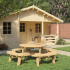 Picknicktafel vuren geimpregneerd. gedroogd Rond
